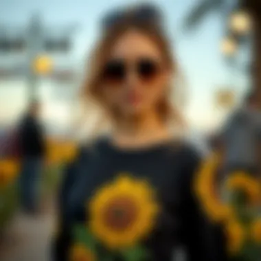 Creative application of sunflower heat transfer vinyl on a stylish garment