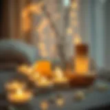 A serene setting with glowing tea light candles and an elegant essential oil diffuser.