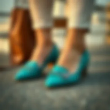 Elegant teal flats styled with a chic outfit