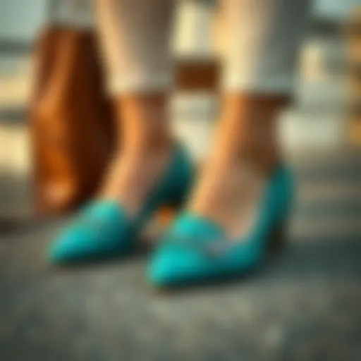 Teal Flats with Chic Fashion Ensemble Elegant teal flats styled with a chic outfit