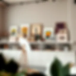 A beautifully arranged large picture ledge showcasing art and decor