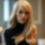 Luxurious long blonde wig cascading elegantly