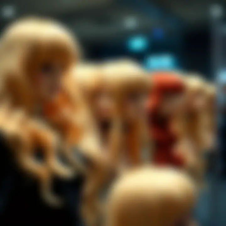 Vibrant variety of blonde wig styles displayed