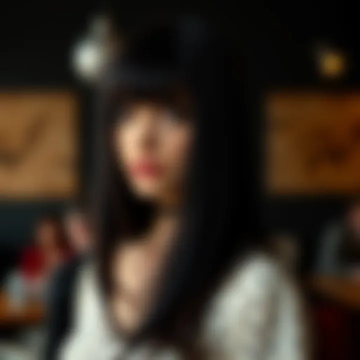 Care tips for maintaining long straight black wigs on a stylish background