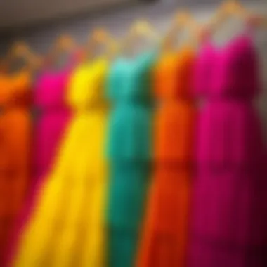 Vibrant Color Palette for Tassel Dresses Vibrant color palette of tassel dresses for prom night