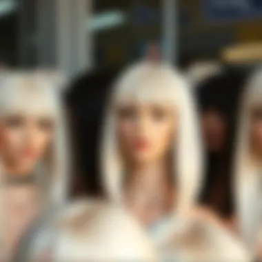 Diverse Styles of White Wigs with Bangs A collection of white wigs with bangs in various styles