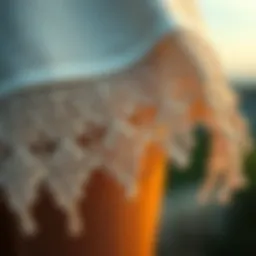 Close-up of intricate crochet fringe hem detailing