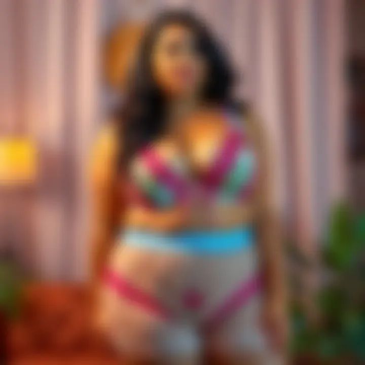 Colorful plus size bralette and brief set