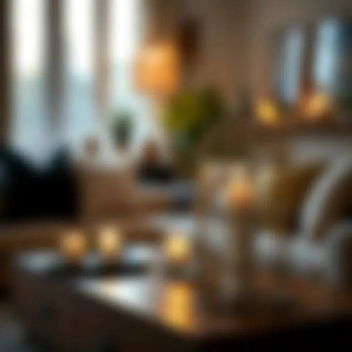 Cozy living room featuring a birdcage candle holder