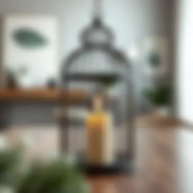 Vintage style birdcage candle holder in a modern setting