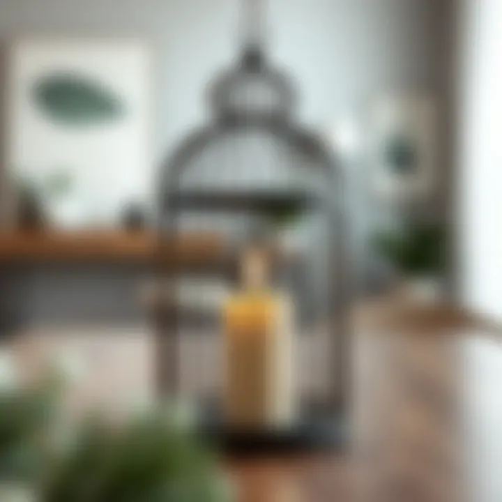 Vintage style birdcage candle holder in a modern setting