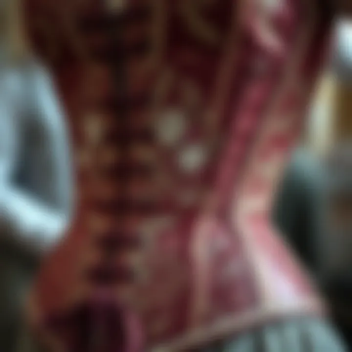 Detailed view of a traditionally crafted corset featuring intricate embroidery