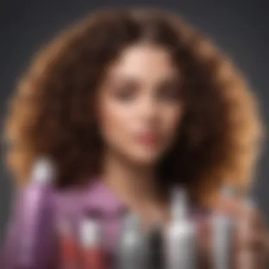 Curly hair care products arranged aesthetically