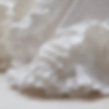 Close-up of intricate ruffle detailing on white fabric