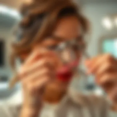 Demonstrating proper application of a lash curler