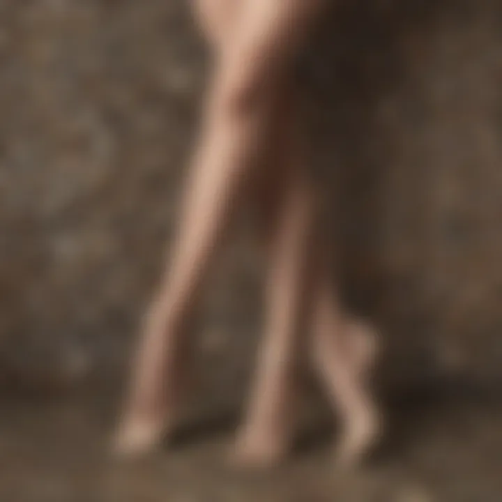 Close-up of pantyhose textures and patterns used in dance costumes