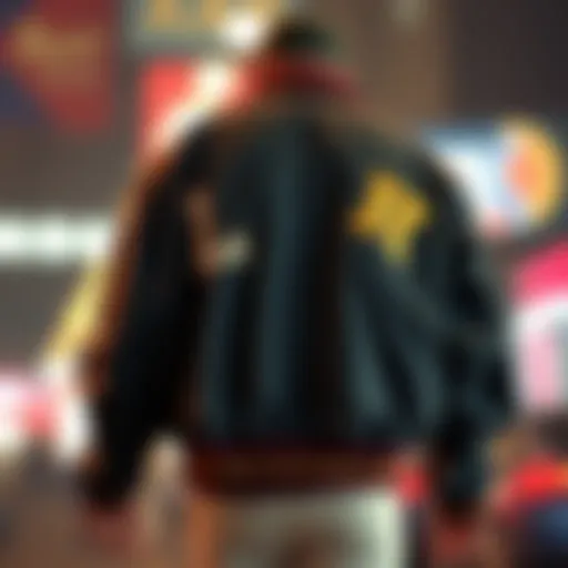 Vintage letter patched bomber jacket showcasing unique embroidery.