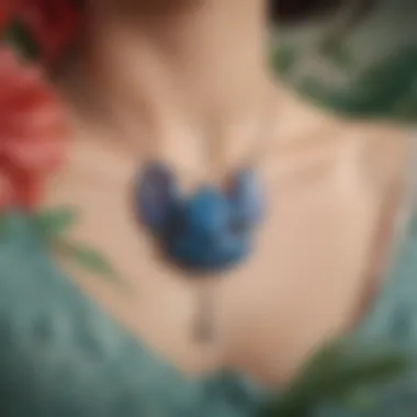 Lilo and Stitch necklace displayed on a creative background reflecting nostalgia