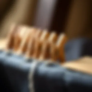 Showcasing Craftsmanship in Wooden Clothespins A close-up view of handcrafted wooden clothespins showcasing craftsmanship