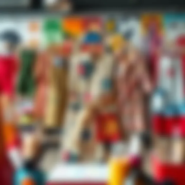 Diversity in Design: Artistic Aprons A vibrant collage of various painting aprons designed for artists