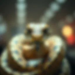 Lifelike depiction of a fake snake in fashion design