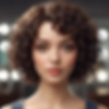 Stylish short curly wig displayed on a mannequin