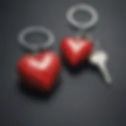 Elegant matching couple keychains showcasing heart designs