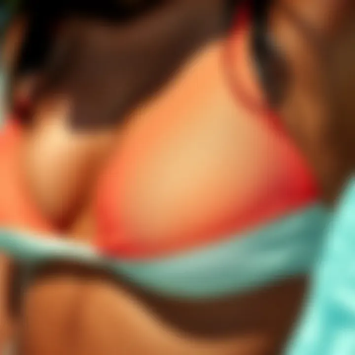 Sustainable Materials in Swimwear Close-up of sustainable materials used in splicing tankinis