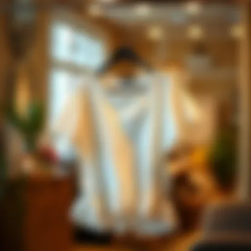 Elegant tulip hem nursing top displayed on a hanger