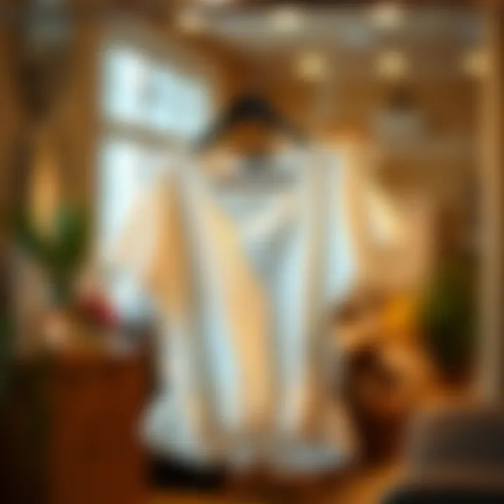 Elegant tulip hem nursing top displayed on a hanger