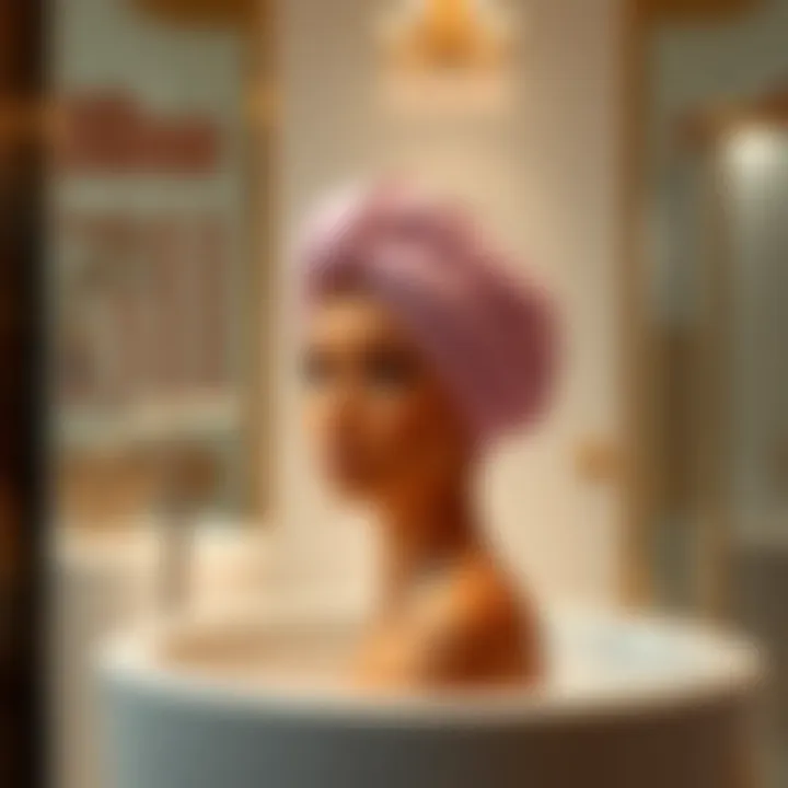 Elegant hair turban in a luxurious bathroom setting