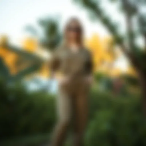 A Modern Take on Khaki Jumpsuit Elegance Stylish khaki jumpsuit showcased in a natural setting