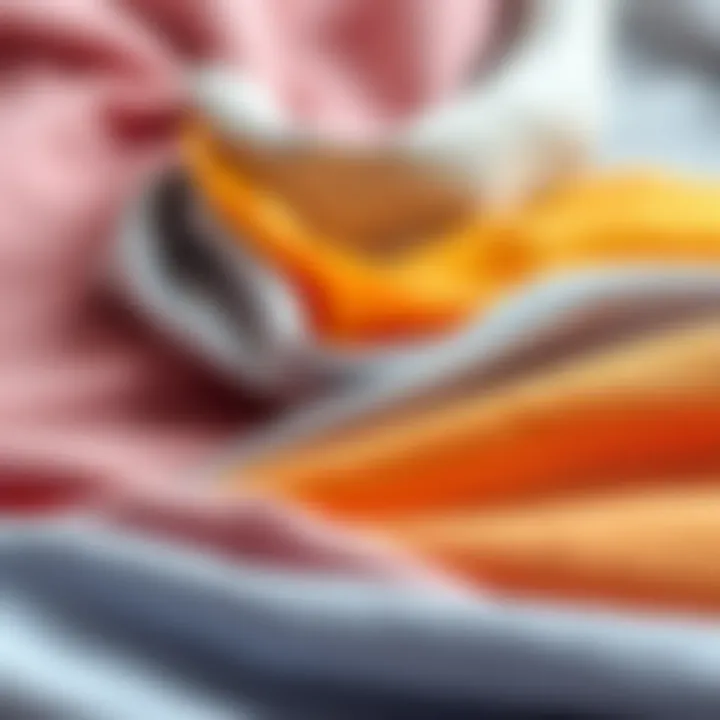 Close-up of fabric swatches suitable for summer cowl neck designs