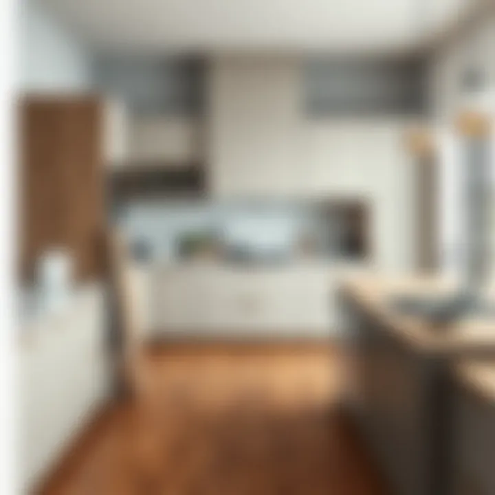 Installation of wood look vinyl flooring in a stylish kitchen