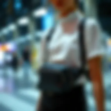 Fashion-forward individual accessorized with a waist chest bag