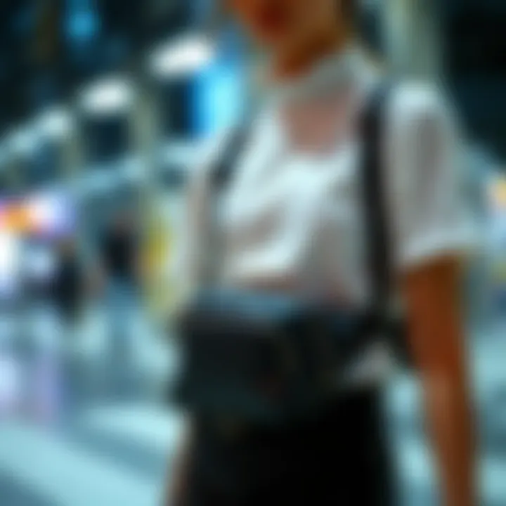 Fashion-forward individual accessorized with a waist chest bag