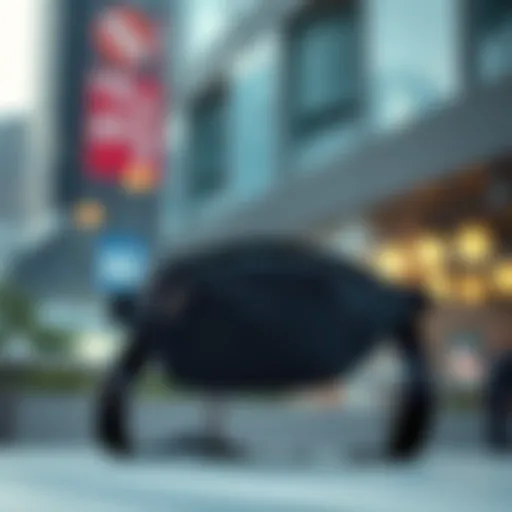 Stylish waist chest bag on a modern urban background