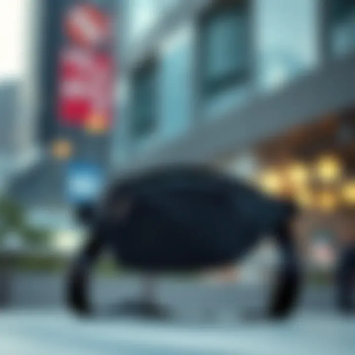 Stylish waist chest bag on a modern urban background