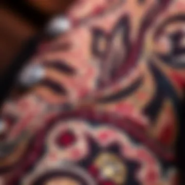 Artistry in Fabric: The Details of a Waistcoat Close-up of intricate stitching and fabric patterns on a waistcoat