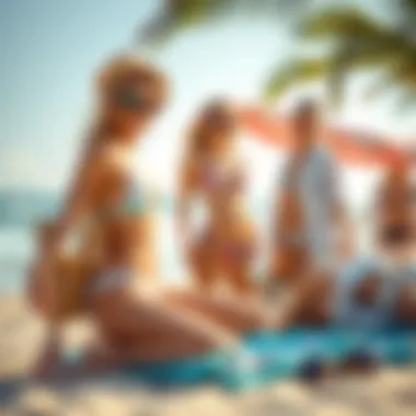 Stylish beach scene with accessories and cover-ups