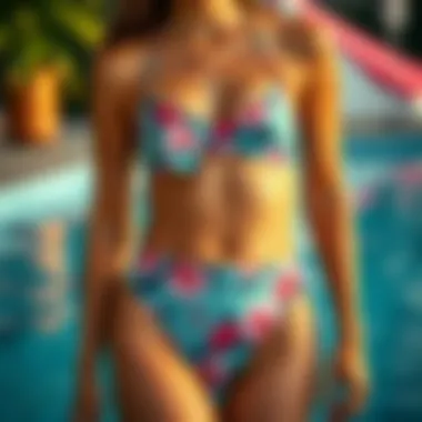 Trendy two-piece bathing suit with floral patterns