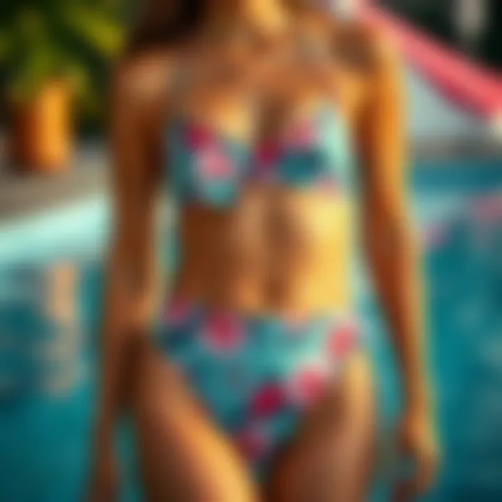 Trendy two-piece bathing suit with floral patterns