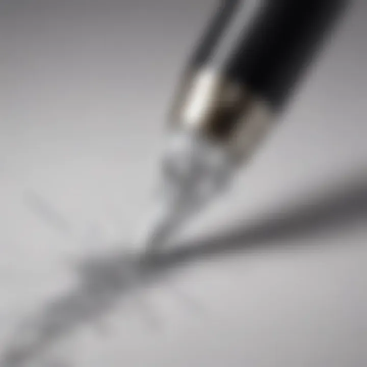 Close-up view of a fillable diamond art pen being used for intricate artwork.