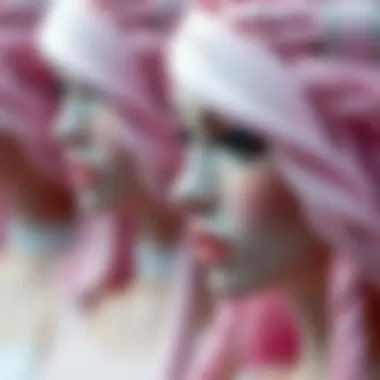 Close-up of a pastel pink wig with intricate braiding