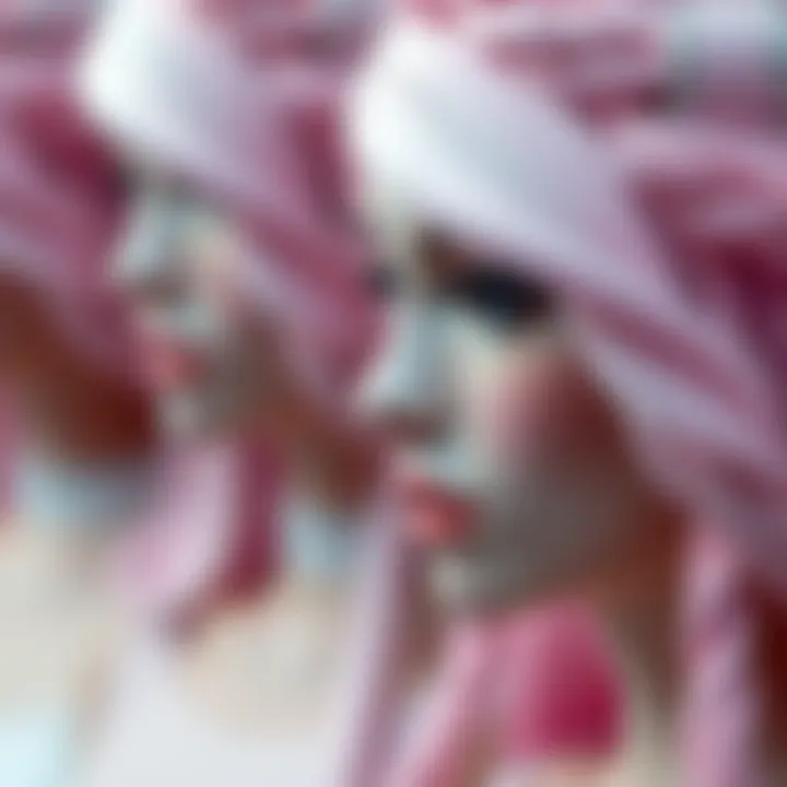 Close-up of a pastel pink wig with intricate braiding