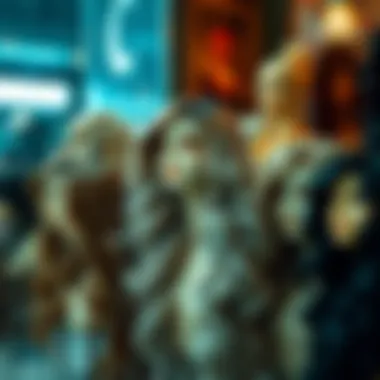 Diverse styles of wavy synthetic wigs displayed elegantly.