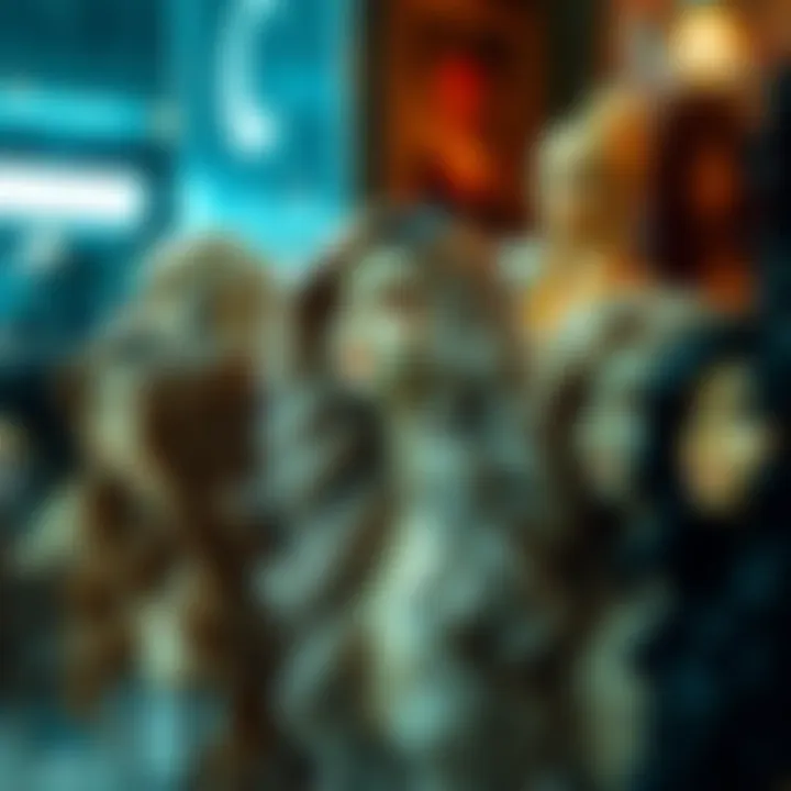 Diverse styles of wavy synthetic wigs displayed elegantly.