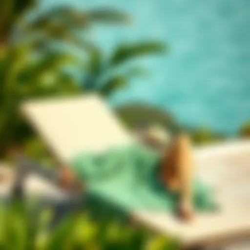 Stylish green bathing suit cover up draped elegantly on a sun lounger