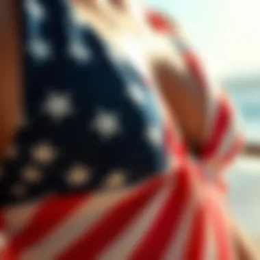Fabric Quality in American Flag Tankinis Close-up of high-quality fabric used in American flag tankinis