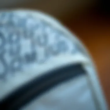 Close-up of high-quality material used in a toiletry bag.